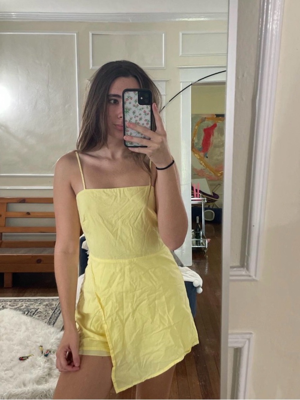 Altar'd State Pale Yellow Spaghetti-Strap Romper